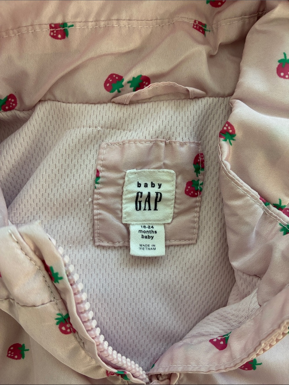 GAP Baby Pink Strawberry Print Hooded Jacket